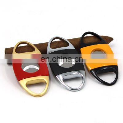 black yellow red double blade stainless steel cigar cutter