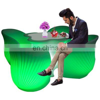 glow illuminated outdoor event night club lounge Illuminated led bar table rechargeable bench restaurant stool furniture led