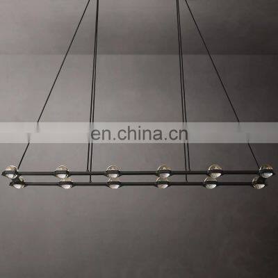 Luxurious Classic Modern Frosted Glass Ball Metal Industrial Rectangular Chandelier Home Hotel Light Luxury Interior Lighting photo-5