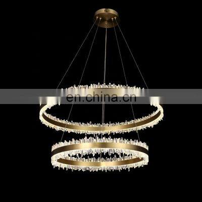 Double layer round luxury hotel hall duplex villa decorative ring crystal chandelier