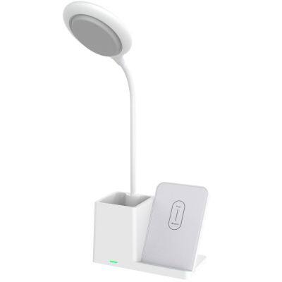 Multifunctional Desk Lamp with Wireless Charger 10W Quick Charge Stand and Pen Holder for Phone Charging