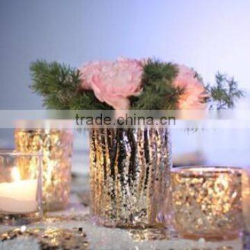 Set of 4 Gold Mercury Glass Candle Holders vertical Glass Wedding Votive Holder in Rose Gold                        
                                                Quality Choice