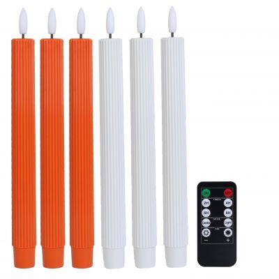 3D Wick 6pcs Set Realistic Led Taper Candle Long Pole Candle Sticks Thin Taper Led Candles with Moving Flame