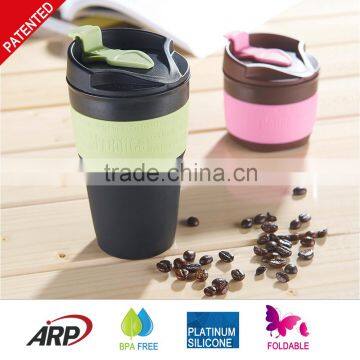 New Product 350ML / 12OZ Foldable, Collapsible, Heat Resistance, Silicone travel coffee Mug, BPA free, FDA, LFGB                        
                                                Quality Choice