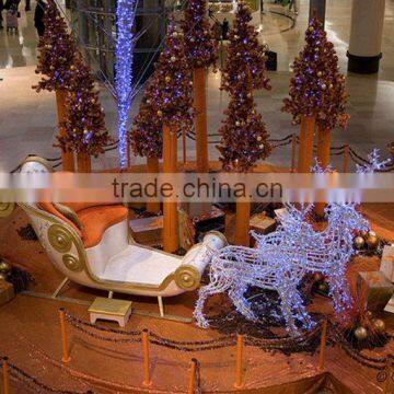 Mall center led lights winding deer sleigh christmas decoration