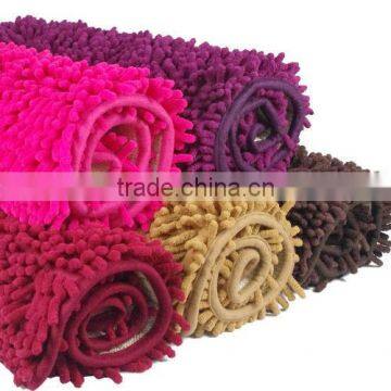 2014 Long pile washable house accessories chenille floor mat pvc floor mat roll ,hottest