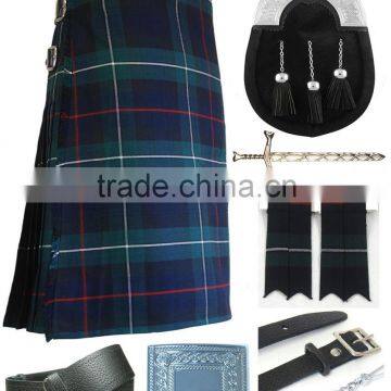 Scottish Mackenzie Modern 7 Yard Kilt Set Made Of Fine Quality Wool Tartan