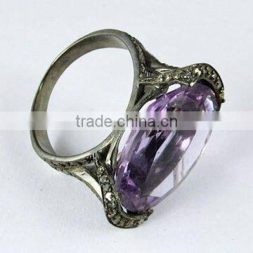 Love Is Forver !! Amethyst & Diamond 925 Sterling Silver Jewelry, Indian Jewelry Manufacturer, Gemstone Silver Jewelry