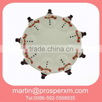 Christmas circular plate new designed snowman plate