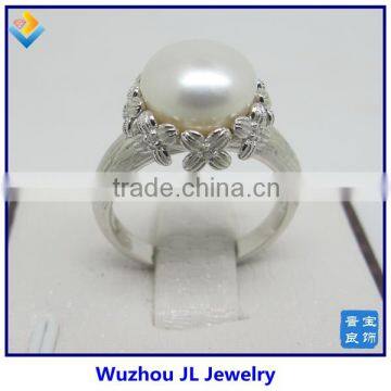 2015 Fashion JL Jewerly New Design Ladies 10mm Freash Pearl Stone 925 Silver Ring