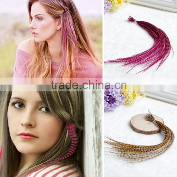 2016 Fashion Grizzly Real Rooster Feather Hair Extension Natural Color Rooster Feather Hair Extension