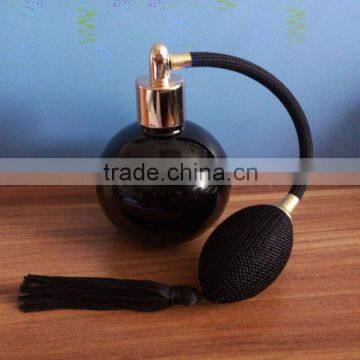 100ml black glass bottle with bulb atomizer for perfume