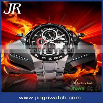 6 Hands Oli-pressed Dial Watches Quartz Stainless Steel Watch Water Resistant Stainless Steel 10atm Water Resistant Watches Men