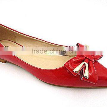 pointed toe women flat shoes with Butterfly Knot and golden button