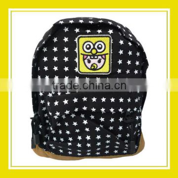 2016 Products Bros Baby Rinne Custom Embroidery Kid Children White Star Printed Black Canvas Backpack