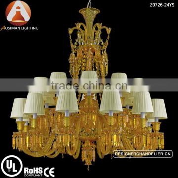 Baccarat 12 + 12 Light Crystal Chandelier in Amber Color for Interior Decoration