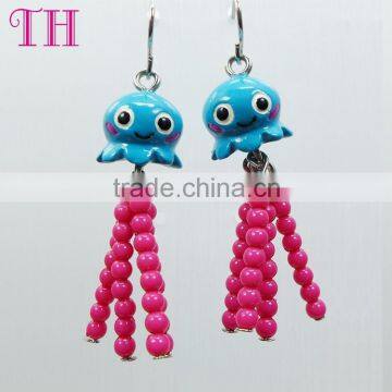 wholesale korean new design poly cheap beads earrings hook for girl