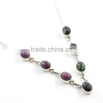 Ruby Zoisite necklace 925 sterling silver jewelry wholesale Genuine Gemstone Necklace .925