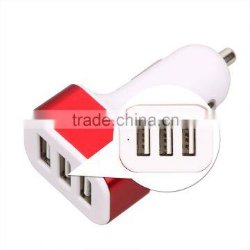 2016 Fashion 5V 3.1A USB 3 ports Car Charger Adapter for Smartphone