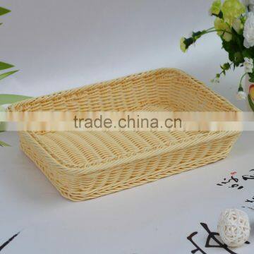 PP rattan basket for bread or fruit in supermarket