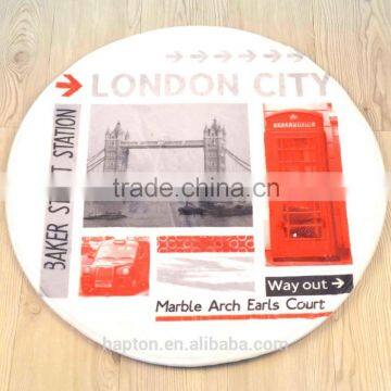 funny printed 60cm round bathmat with anti-slipping back London design memory foam mat