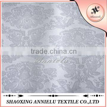 Hot sale white damask jacquard fabric cheap polyester fabric