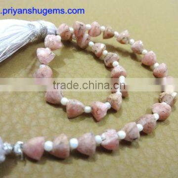 Rhodochrosite Quartz Faceted 6*6 mm 30 cts Trillion straight drilled 6 inches strand length natural loos gemstones