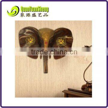 Resin retro brass elephant head for wall decoration