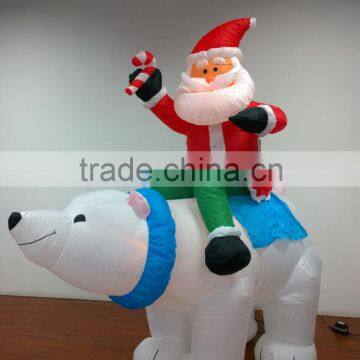 DJ-XT-65 Inflatable Christmas Santa on Polar Bear With Candy Airblown Music Decoration photo-3