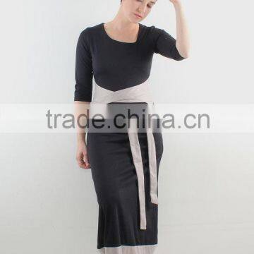 2016 Fashion Black Sleeves Dress Black Vegan Dress Modest Dress photo-4