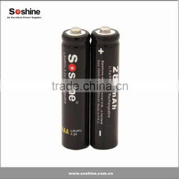 hot selling Soshine 10440 battery 280mAh 3.2V rechargeable battery Lifepo4 battery cell 3.2v lifepo4 battery AAA battery