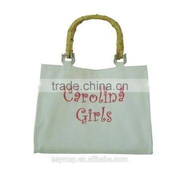 2016 China wholesale custom wooden handle canvas bag