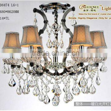 Crystal chandeliers with grey fabric lampshades MD8474-L6+1