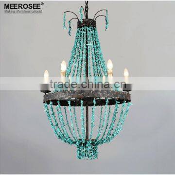 Country Style Rustic Iron Blue Deaded Chandelier Light MD82072