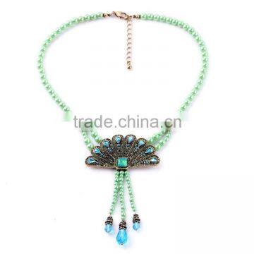 New Design Hot Sale Fashion delicate freen peacock necklace, fashion dainty necklace