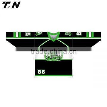 lightweight customized green and black hockey jersey with embroidery