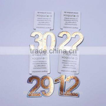 personalized creative gold number design flat paper fridge magnets for decoration