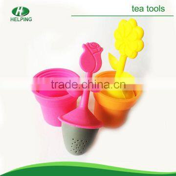 Creative flower potted silicone tea strainer/ tea infuser.