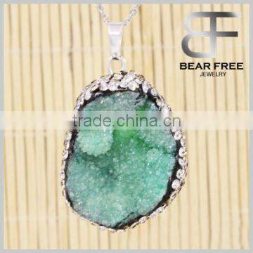 Natural Irregular Agate Druzy Drusy Geode Pendant Healing Energy Agate Crystal for Women