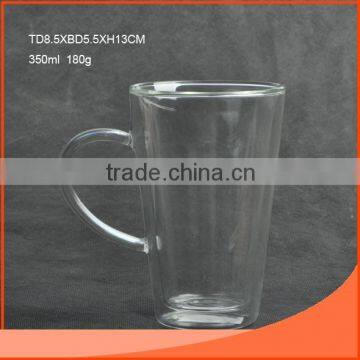 350ml clear Double wall glass cup with a handle                        
                                                                                Supplier's Choice