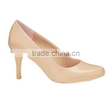 2016 High Fashion High Heel Tiny Square Shape Classic Ladies Breatheable PU Lining Comfortable Nude Sheep Skin Pump Shoes