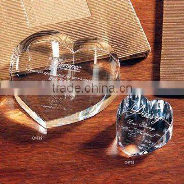 crystal wedding gifts Heart Shaped 3D Laser Engraved crystal Glass Cube