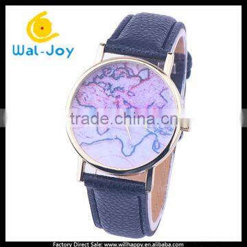 WJ-5468 newest map special design best selling attractive personality student leather watch