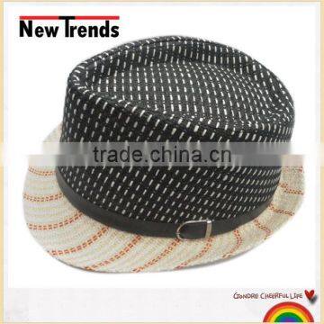 Splice colors man straw fedora hat with leather ribbon