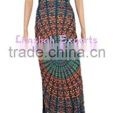 Rayon mandala dress summer dress career dress party wear dress fashion summer long dress