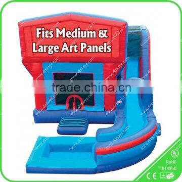 small inflatable bouncer with theme banners