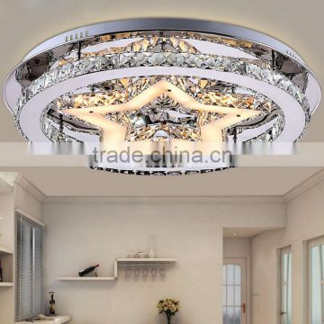 2015 New Arrival Round Ceiling Lamp Star Shape Stainless Steel Luxury Crystal Ceiling Light