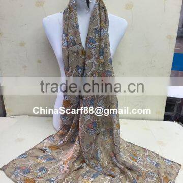 Cartoon Owl Print Voile Scarf photo-4