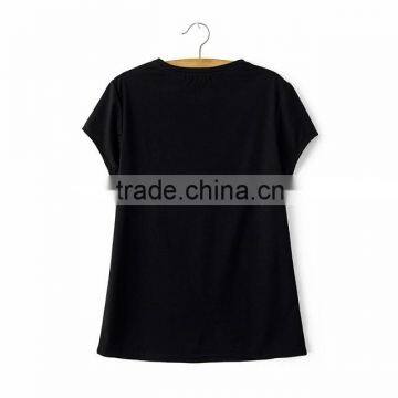Clothing Manufacturer Printed Image Black Tassel Round Collar t Shirt for Girls photo-2