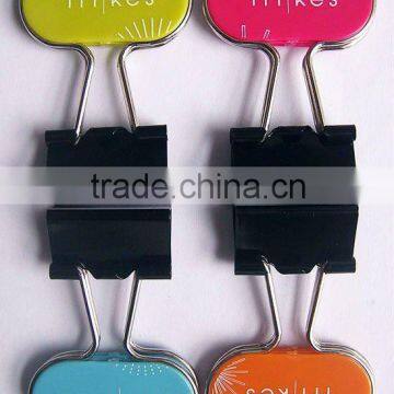 Metal Binder Clip with Printed Plastic Round Handle